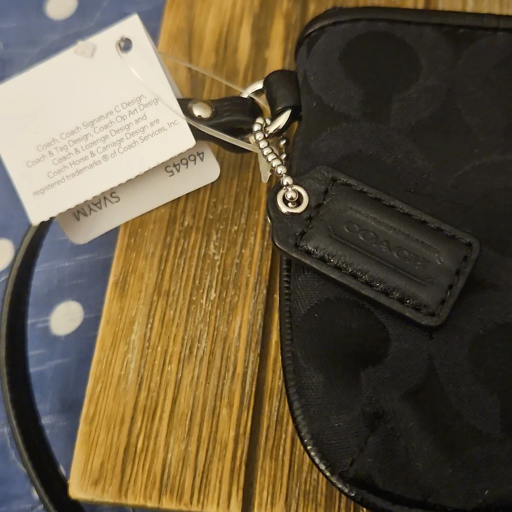 Coach Zip Top Wristlet Wallet Pouch, Black - Picture 3 of 3